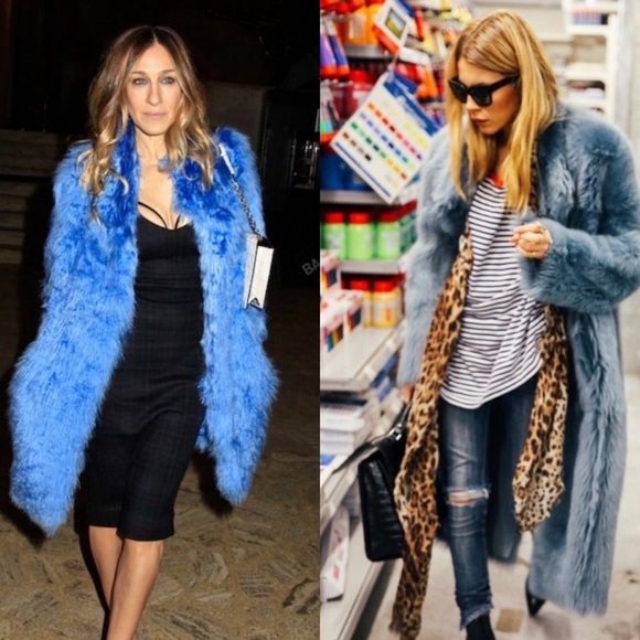 Sale!!!Warm & Chic Faux Fur Coat Chic in Blue Small - Picture 10 of 16